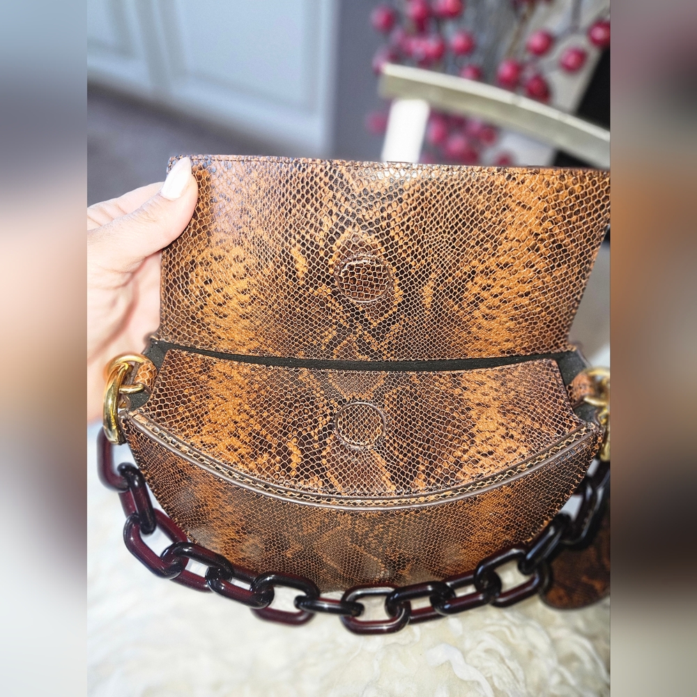 Yuzefi Doris Brown Snake Skin Pattern Bag-EUC - Picture 6 of 15